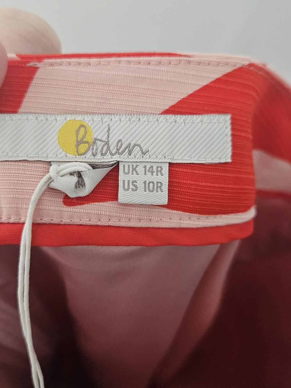 Boden NWT Red Pink Leaf Pattern Pencil Skirt Size 10R - Picture 8 of 8